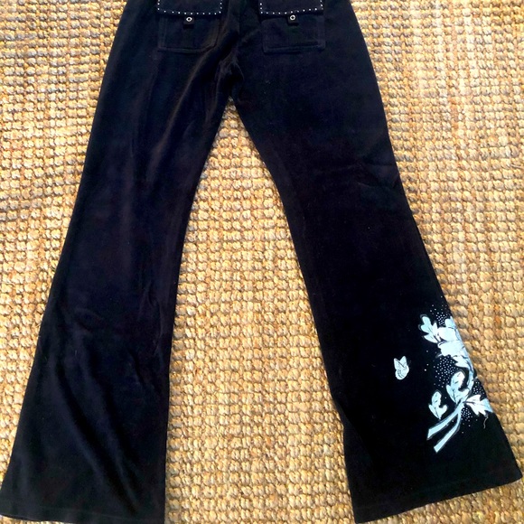 BCBGMaxazria Black Velour pull on wide bell pants - Picture 1 of 6